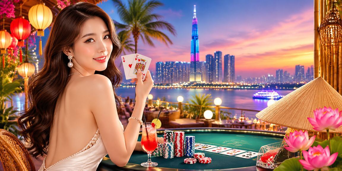 Khung cảnh TP.HCM với nón lá truyền thống, biểu tượng của trải nghiệm giải trí trực tuyến mang bản sắc Việt