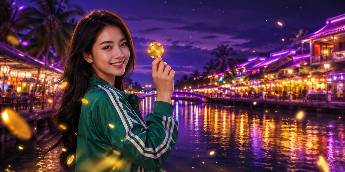 Không gian giải trí ban đêm tại Phú Quốc với ánh đèn neon, hình ảnh đặt cược thể thao trực tuyến